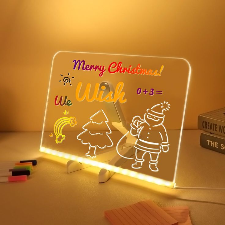 LED Note Board with Colors, Light Up Acrylic Message Board, Led Drawing Board, Illuminated Acrylic Notepad with Adjustable Stand for Home & Business Ultra-Thin Tracing Writing Light Board with 12 Pens