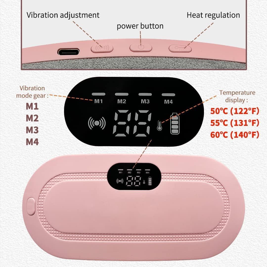 Portable Cordless Heating Pad for Menstrual Cramps Relief, for Stomach, 3-Speed Temperature Adjustment and 4-Speed Massage Modes, Back and Belly Heating Pad for Women