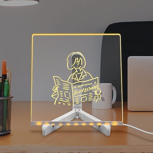 LED Note Board with Colors, Light Up Acrylic Message Board, Led Drawing Board, Illuminated Acrylic Notepad with Adjustable Stand for Home & Business Ultra-Thin Tracing Writing Light Board with 12 Pens