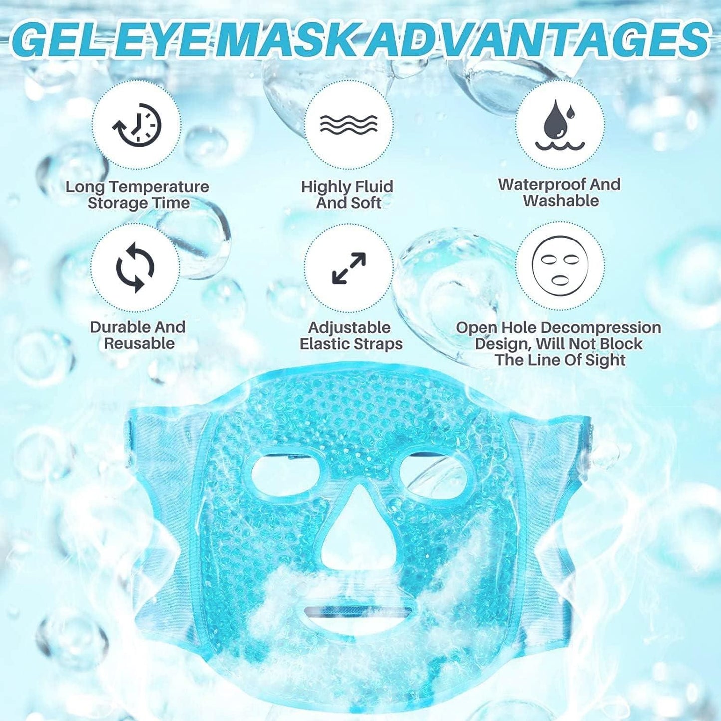 Cool Gel Full Face Mask – Ice Cooling Relief for Hot Summer Nights