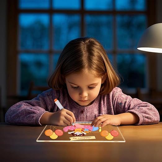 LED Note Board with Colors, Light Up Acrylic Message Board, Led Drawing Board, Illuminated Acrylic Notepad with Adjustable Stand for Home & Business Ultra-Thin Tracing Writing Light Board with 12 Pens