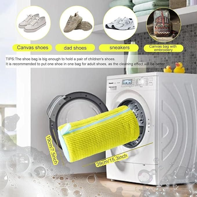 Shoe Washing Machine Bag Laundry Shoe Bag for Washer & Dryer, Reusable with Durable Zipper for Sneakers & Delicates 360° Deep Cleaning Washable Laundry Organizer Bag