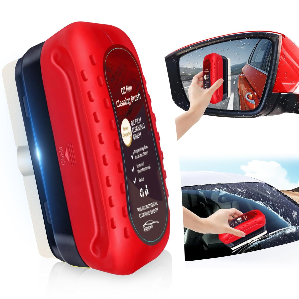 Automotive Oil Film Cleaning Brush, Glass Cleaning Board, Car Glass Oil Film Removal Cleaner, Powerful Windshield Cleaner & Oil Film Remover, Enhance Visual Effect Of Windshield