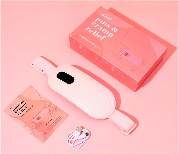 Portable Cordless Heating Pad for Menstrual Cramps Relief, for Stomach, 3-Speed Temperature Adjustment and 4-Speed Massage Modes, Back and Belly Heating Pad for Women