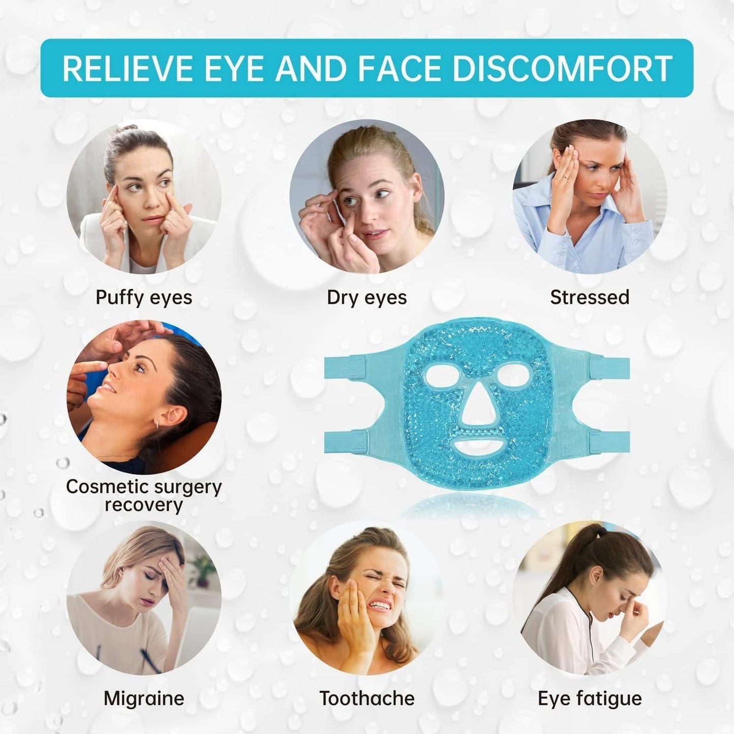 Cool Gel Full Face Mask – Ice Cooling Relief for Hot Summer Nights
