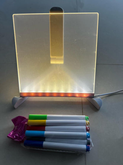 LED Note Board with Colors, Light Up Acrylic Message Board, Led Drawing Board, Illuminated Acrylic Notepad with Adjustable Stand for Home & Business Ultra-Thin Tracing Writing Light Board with  12 Pens
