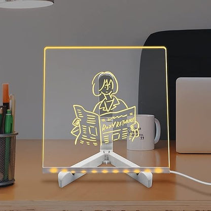LED Note Board with Colors, Light Up Acrylic Message Board, Led Drawing Board, Illuminated Acrylic Notepad with Adjustable Stand for Home & Business Ultra-Thin Tracing Writing Light Board with  12 Pens