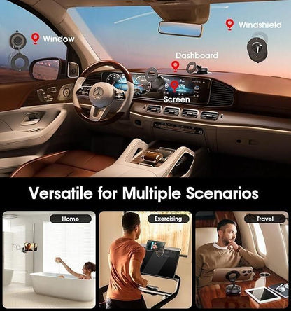 Upgraded 360° Vacuum Magnetic Car Phone Holder Vacuum Suction Magna Ring Foldable Cell Holder for Car/Gym/Mirror/Smooth Surface Compatible with All Mobile