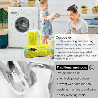 Shoe Washing Machine Bag Laundry Shoe Bag for Washer & Dryer, Reusable with Durable Zipper for Sneakers & Delicates 360° Deep Cleaning Washable Laundry Organizer Bag