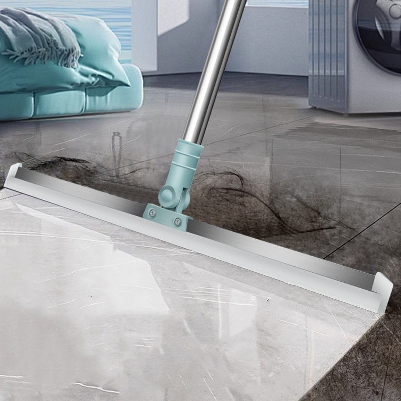 Silicone Rubber Blade Floor Wiper, Squeegee Broom with Long Telescopic Handle | 180 Rotating, Heavy-Duty Cleaning Broom for Tile, Glass, and Marble Floor - 52Cm Blade-Multi