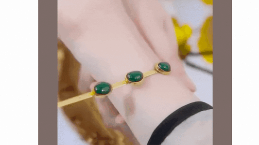 Oval Green Crystal Pendant Necklace Set With Bracelet